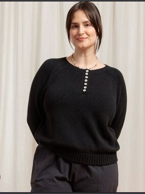 NWT Tradlands River Henley Sweater Black 1X